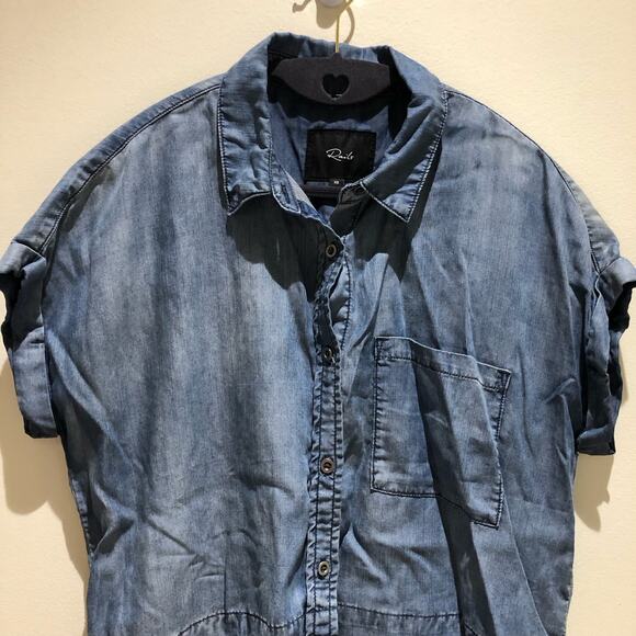 Rails Shirt Women's XS Courtney Chambray Button Down Raw Released Hem Blue - Picture 3 of 10